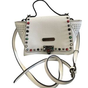 Nicole Lee Multicolor Studded White Crossbody Bag